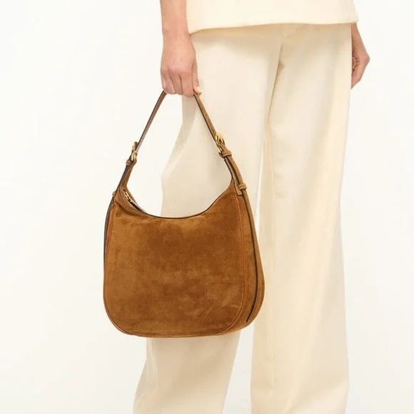 Staud Pine Leather Hobo Bag in Tan Suede - Picture 4 of 16